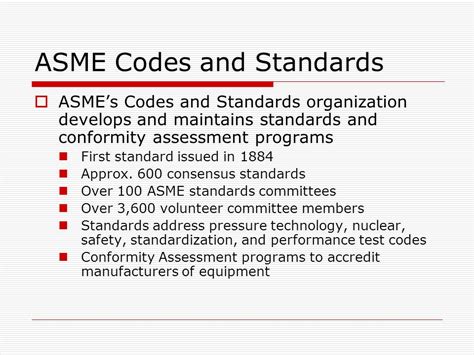 list of ASME standards pdf